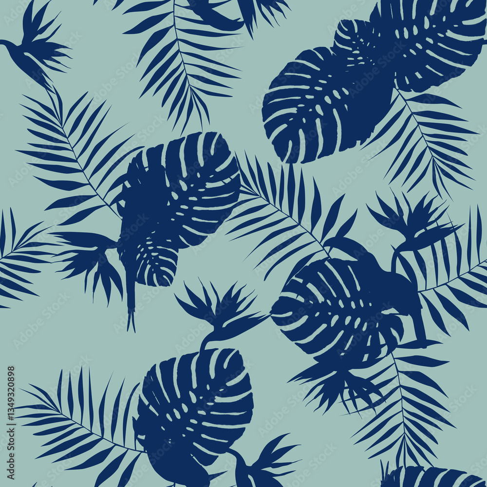 Tropical pattern, floral, leaves. Digital print in Repeat (rapport), Resolution 300 DPI, ideal for fashion, decoration and stationery. Tropical pattern, floral, leaves. Digital print in Repeat (rapport), Resolution 300 DPI, ideal for fashion, decoration and stationery.