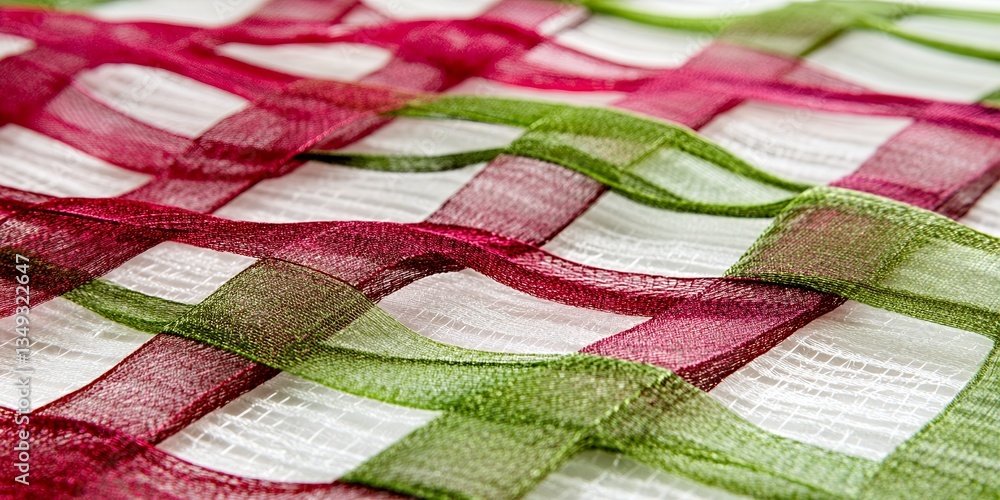 Red and Green Woven Fabric Texture Close Up Detailed Sheer Overlay Red and Green Woven Fabric Texture Close Up Detailed Sheer Overlay