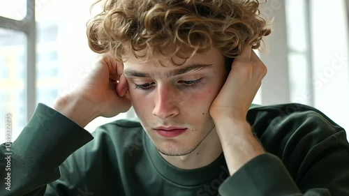 Disappointed student observing a failed project in class