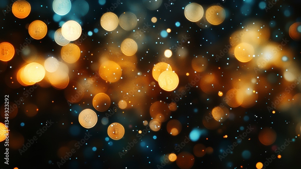 Abstract bokeh background with gold, orange, and blue lights. Abstract bokeh background with gold, orange, and blue lights.
