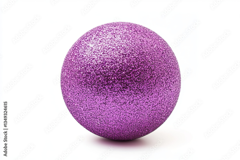 purple glitter christmas ball isolated on white background purple glitter christmas ball isolated on white background