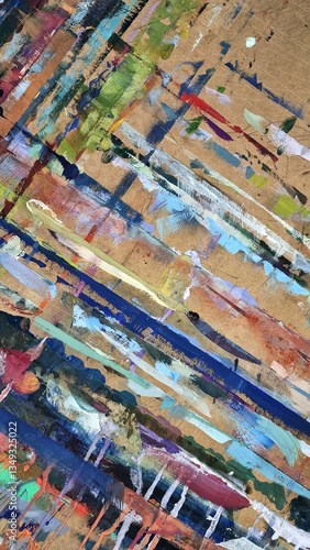 Wallpaper Mural Abstract painting on craft wood paper with brushstrokes of different colors. Illustration for background Torontodigital.ca