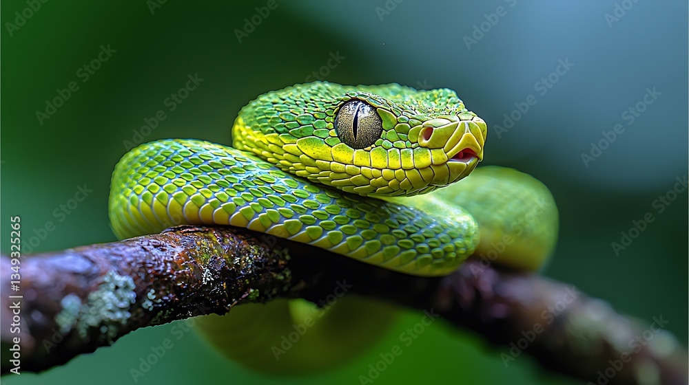 Fototapeta premium Green Snake Close Up Wildlife Photography