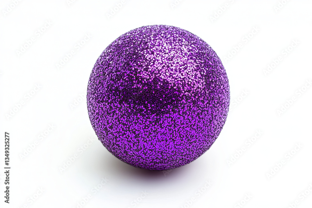 purple glitter christmas ball isolated on white background purple glitter christmas ball isolated on white background