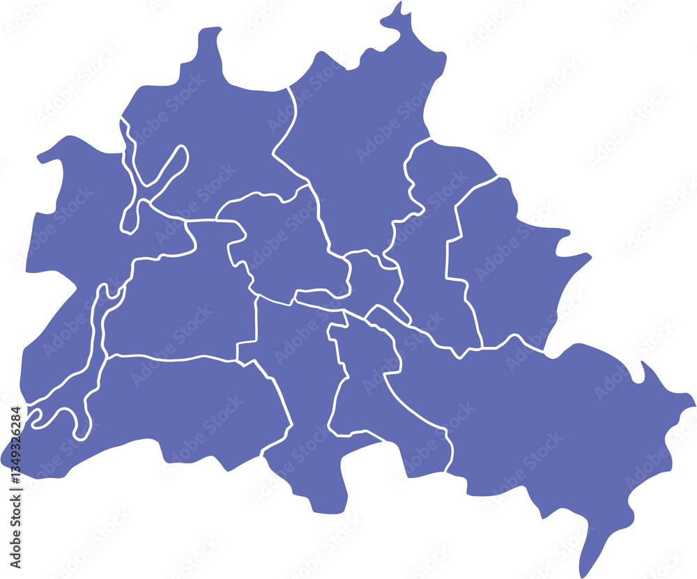 Freehand solid color drawing of Berlin city map.