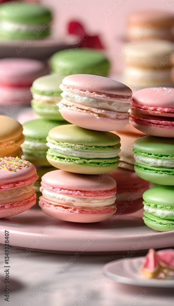 Fototapeta premium colorful macaroons on a wooden table