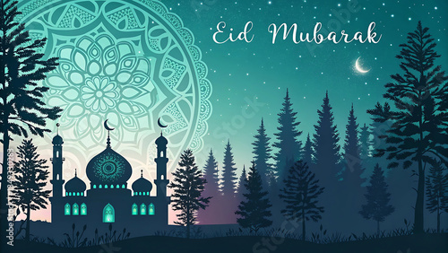 A view of Architectural Ceiling of Prophet Mosque, Islamic mosque with moon, eid mubarak mashjid image, Eid mubarak, Eid Mubarak Greeting Background