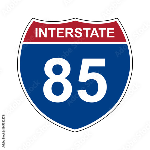 Interstate 85. Interstate highway sign. Road number. Signpost indicating route numbers in the U.S. Interstate Highway System. Even numbers run west to east. Odd numbers run north to south.