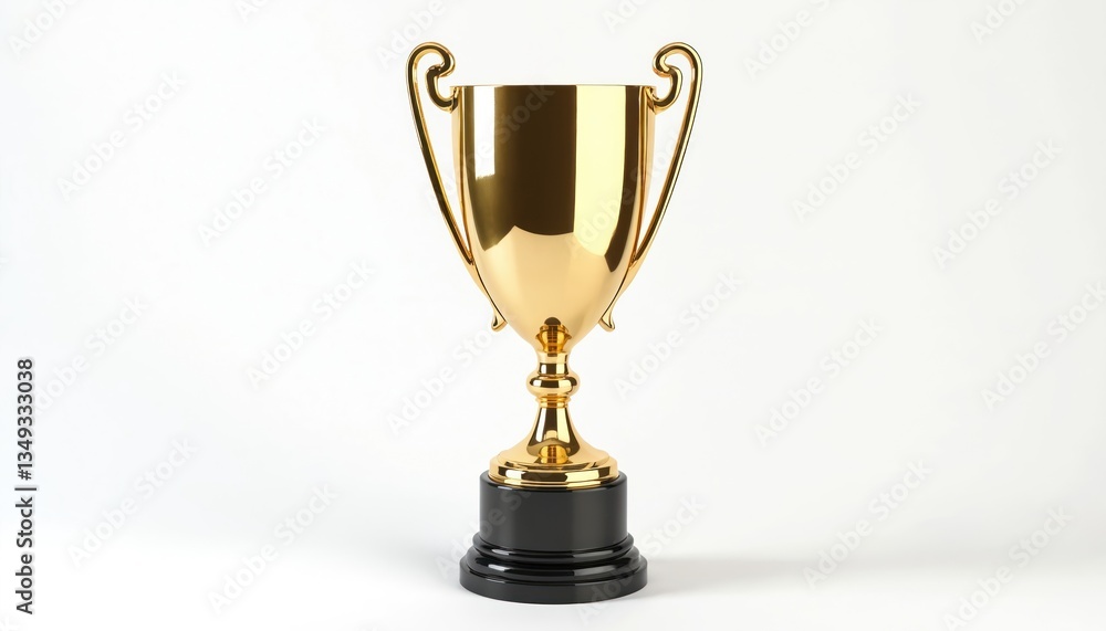 Golden award trophy isolated on white background. Shiny gold cup, symbol success, victory, best prize for champion, winner, reward in business, sport, competition. Golden award trophy isolated on white background. Shiny gold cup, symbol success, victory, best prize for champion, winner, reward in business, sport, competition.