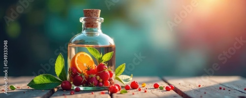 Pegamento en botella transparente sobre fondo de vidrio, vidrio, dise?o, decoraci?n