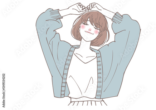 リラックスして体を揺らしている女性リラックスして体を揺らしている女性