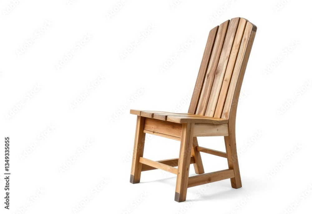 Single, weathered, wooden chair isolated on pure white, empty, interior Single, weathered, wooden chair isolated on pure white, empty, interior