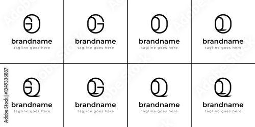 Letters GO OG GQ QG OO QQ OQ QO Monogram Logo Set, suitable for any brand