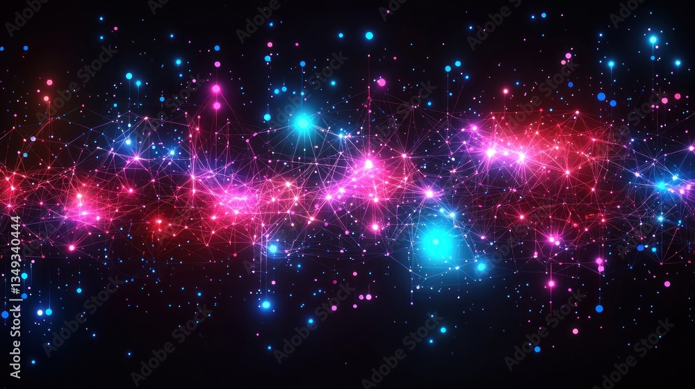 Obraz premium Abstract Cosmic Nebula: A Symphony of Pink, Blue, and Red Lights