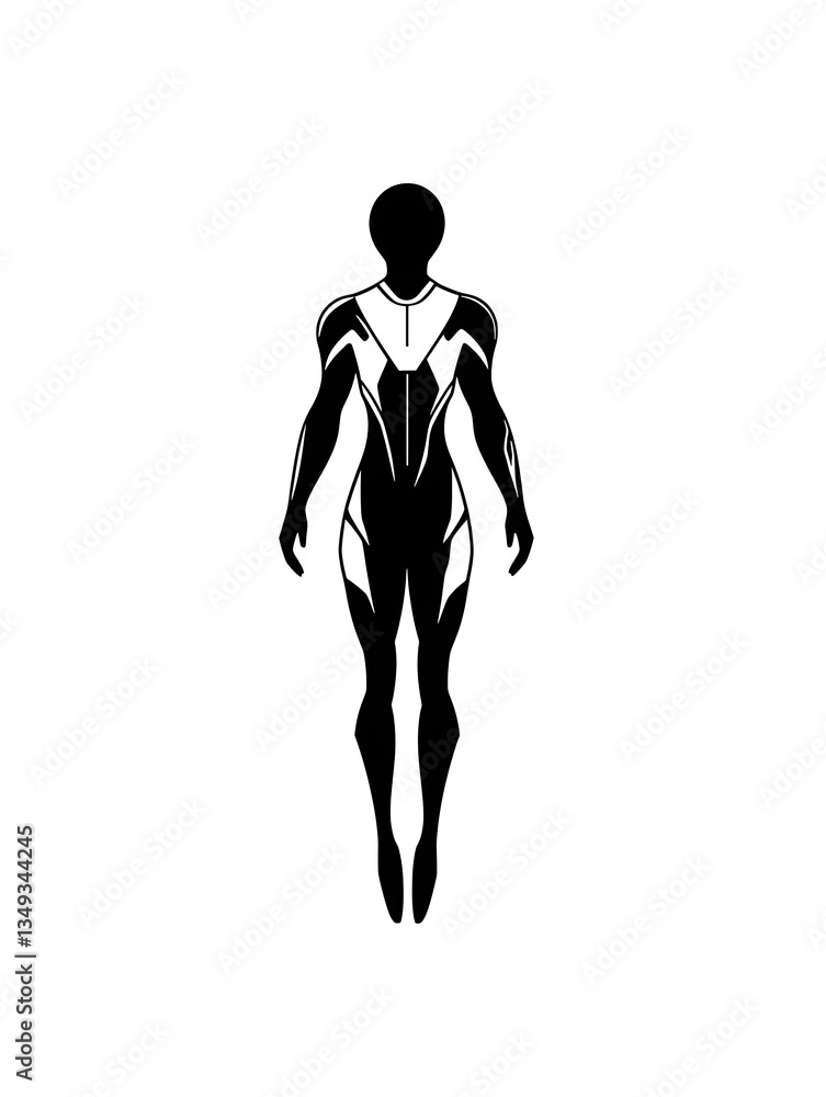 Abstract Silhouette Vector Graphic: Modern Black and White Human Figure in Dynamic Pose with Stylish Anatomy Abstract Silhouette Vector Graphic: Modern Black and White Human Figure in Dynamic Pose with Stylish Anatomy