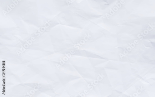 White clean crumpled paper background. Horizontal crumpled empty paper template for posters and banners. Sheet of white crumpled paper as background, closeup. Vector illustration