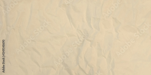 Brown crumpled paper background. Horizontal crumpled empty paper template for posters and banners. Vector illustration