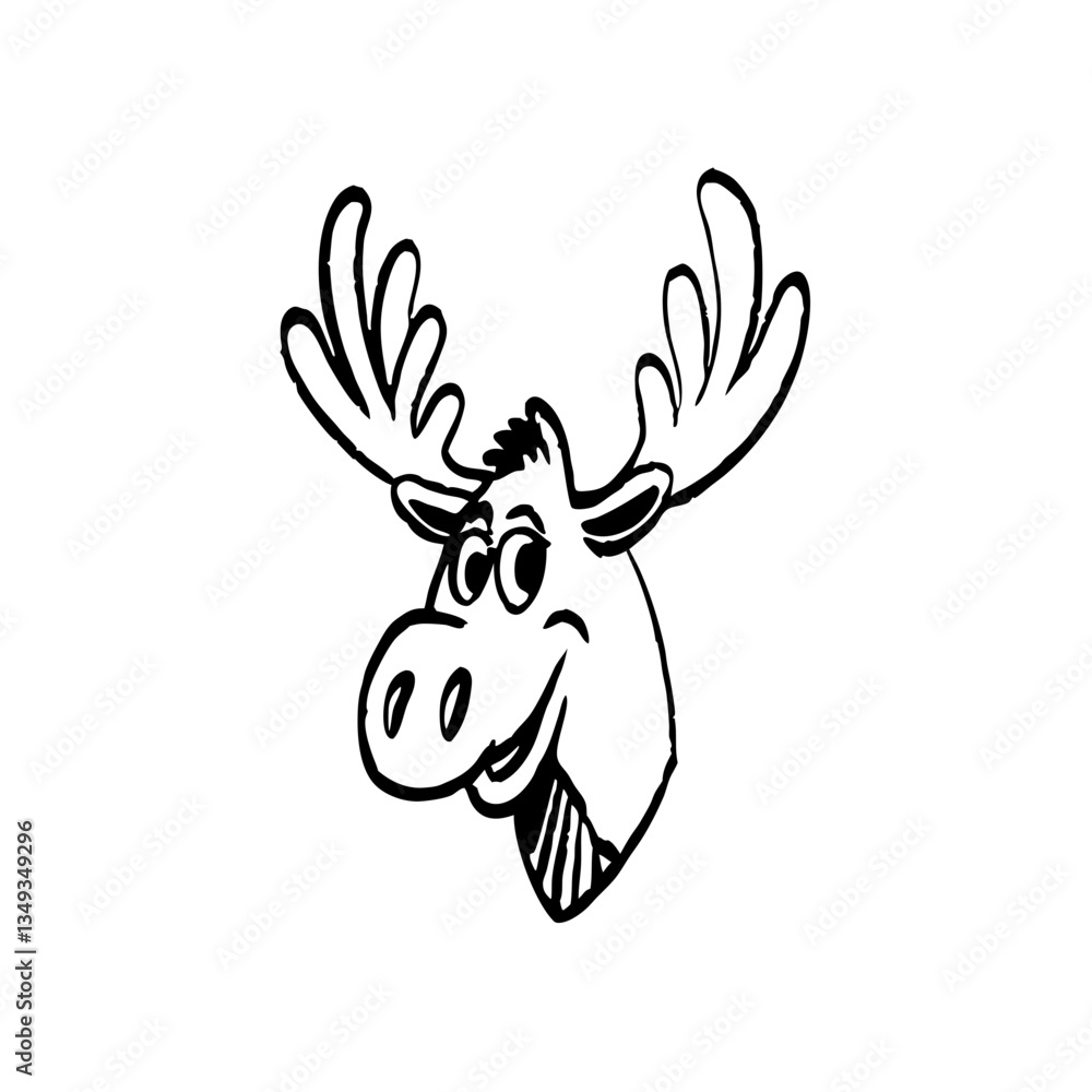 a line art illustration of a moose with big antlers and a friendly smile a line art illustration of a moose with big antlers and a friendly smile