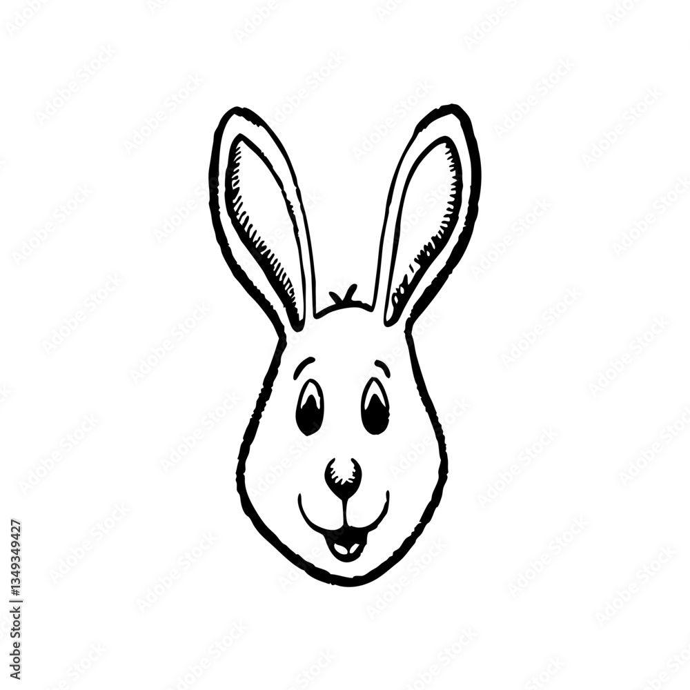 a cartoon of a rabbit's head with a smiling expression, its ears upright, and its eyes and mouth clearly defined a cartoon of a rabbit's head with a smiling expression, its ears upright, and its eyes and mouth clearly defined