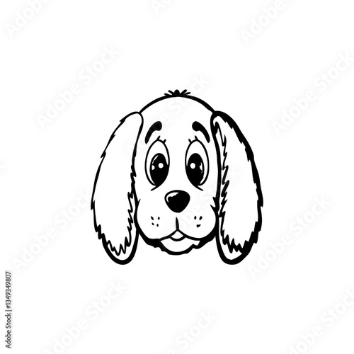 a cute dog with a sad expression, drawn in black and white, isolated on a clean background vector illustration