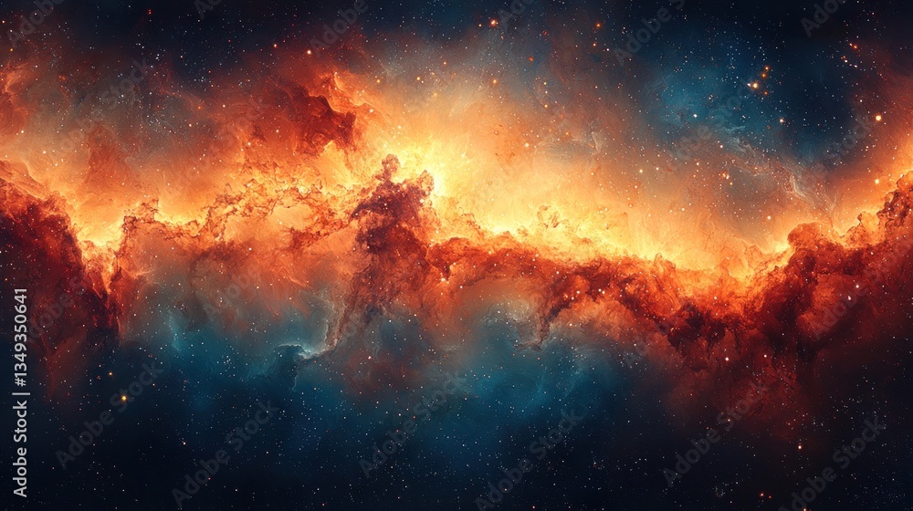 Fiery nebula in deep space
