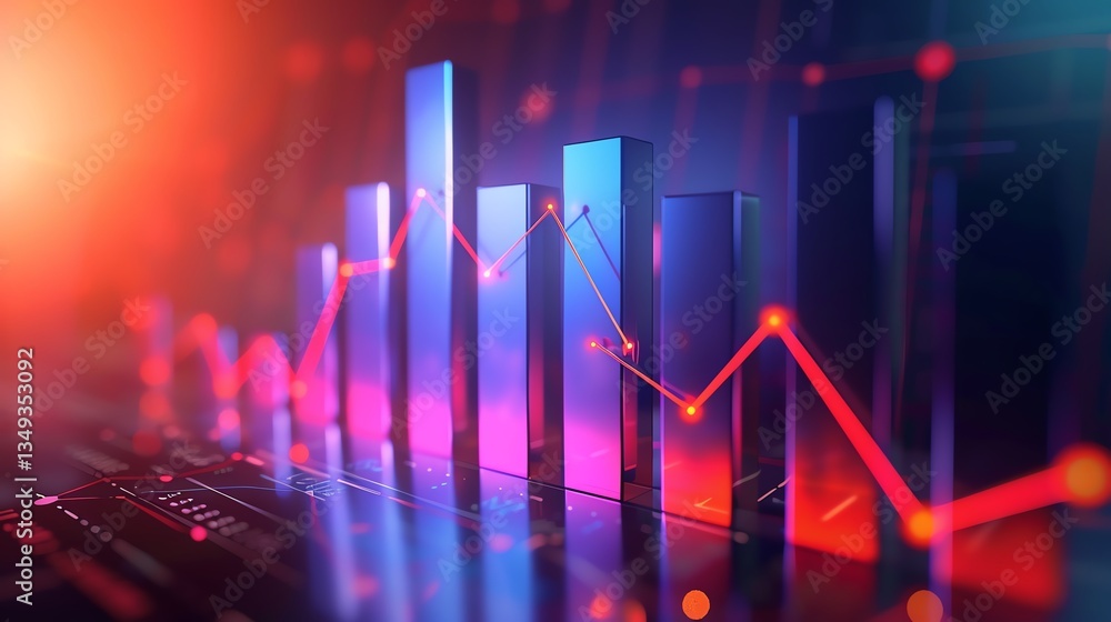 Dark Background with Glowing Business Growth Chart Dark Background with Glowing Business Growth Chart