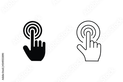 Touchscreen Interface Icons Hand Tap, Click, Gesture, Digital Interaction