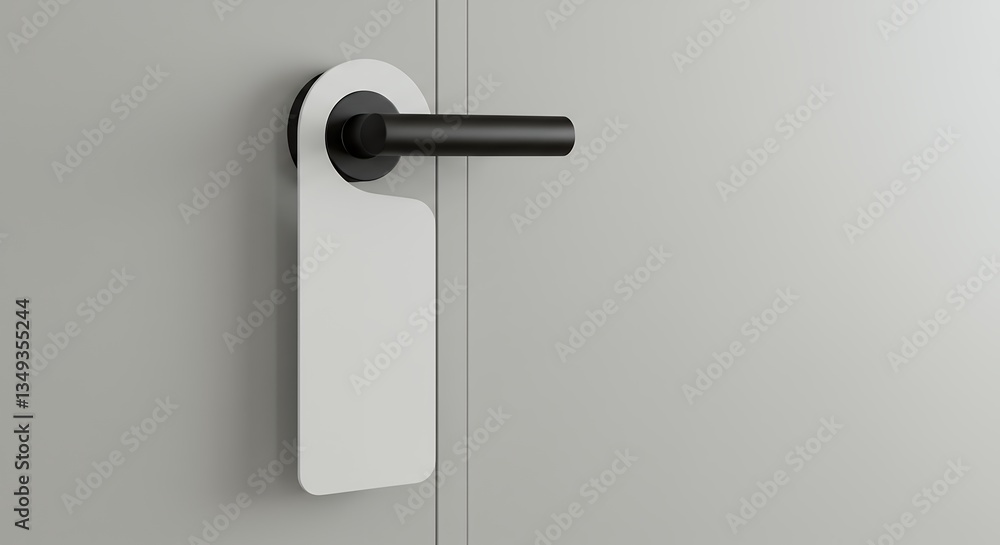 Door Hanger Mockup on Handle for Hotel or Room Privacy Message Door Hanger Mockup on Handle for Hotel or Room Privacy Message