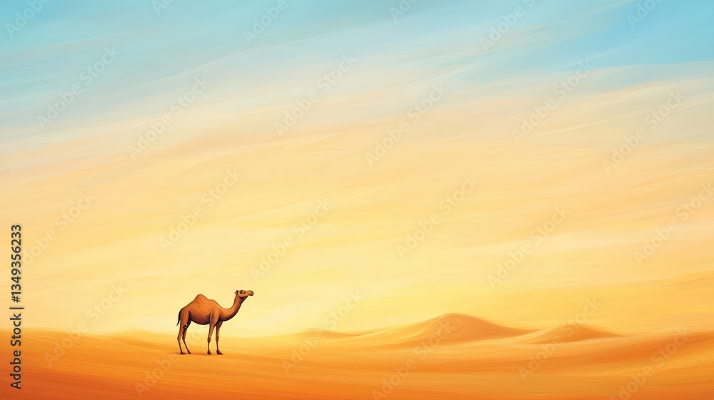 A camel is standing in the desert A camel is standing in the desert