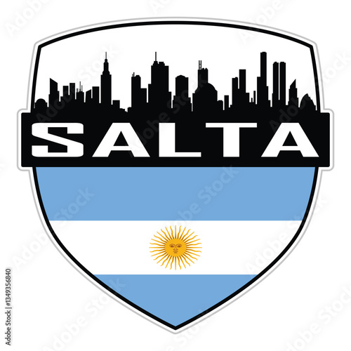 Salta Argentina Flag Skyline Cityscape Silhouette Travel Souvenir Sticker Isolated Vector