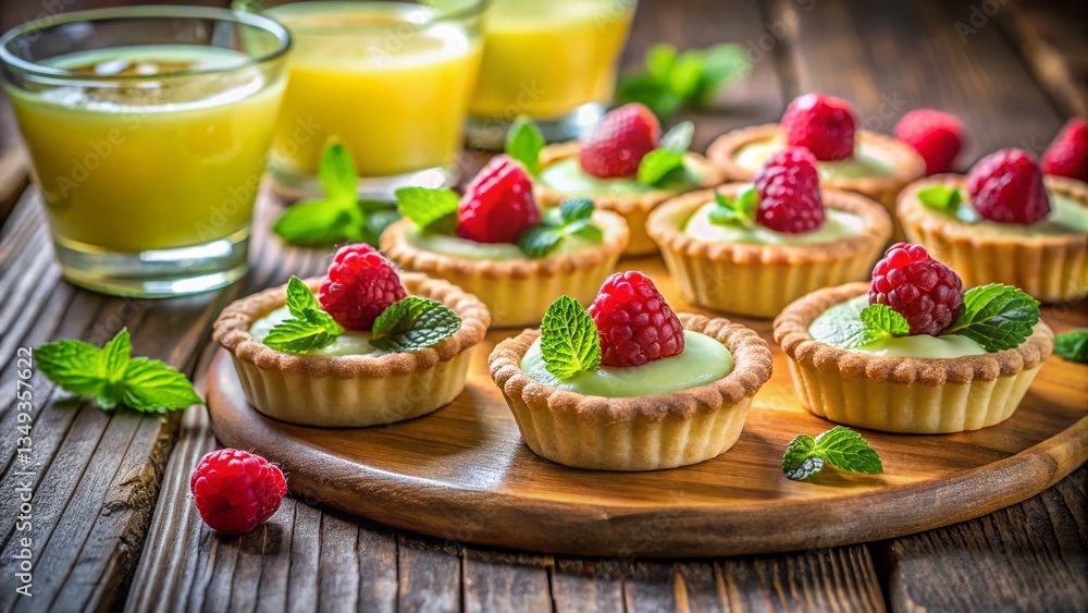 Fresh Raspberry Tartlets with Mint & Lemonade: Summer Dessert Photography Fresh Raspberry Tartlets with Mint & Lemonade: Summer Dessert Photography