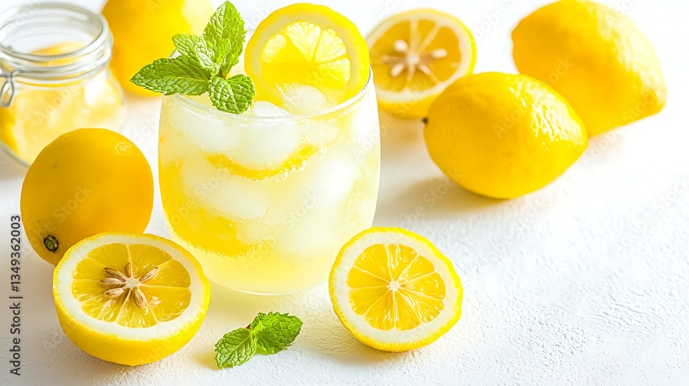 Iced Lemonade Refreshment for White Background. Iced Lemonade Refreshment for White Background.