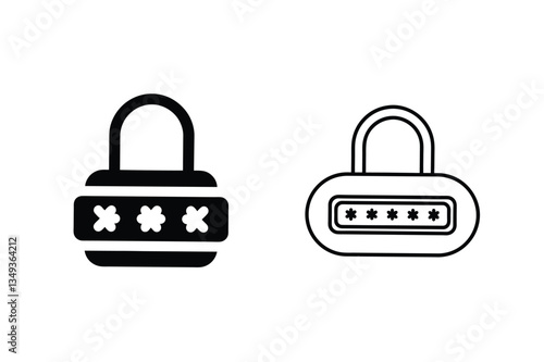 Password Security Padlock Icons Illustrating Digital and Physical Locks