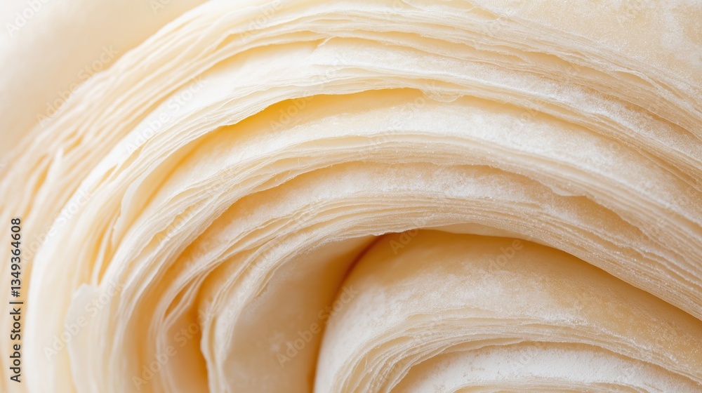 Close-up of a spiral-like object. the object appears to be made of a light-colored material, possibly paper or fabric, and has a smooth texture.