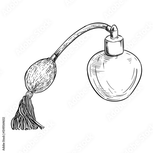vintage perfume spray bottle vector line art hand drawn illustration