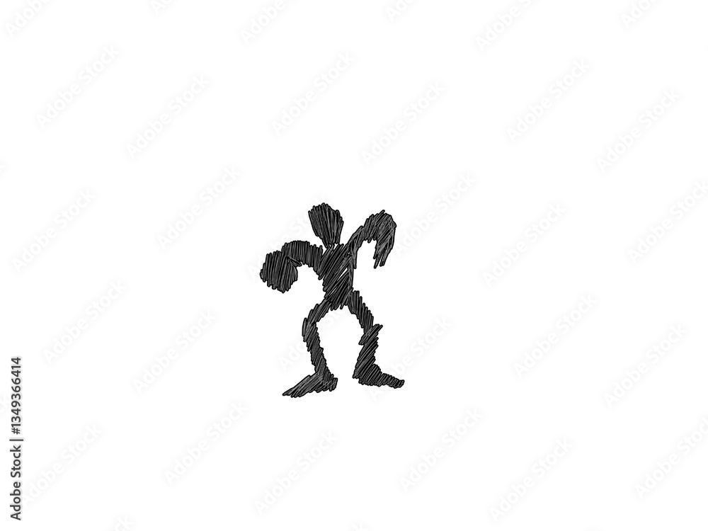Strong silhouette figure flexing muscles in motion Strong silhouette figure flexing muscles in motion