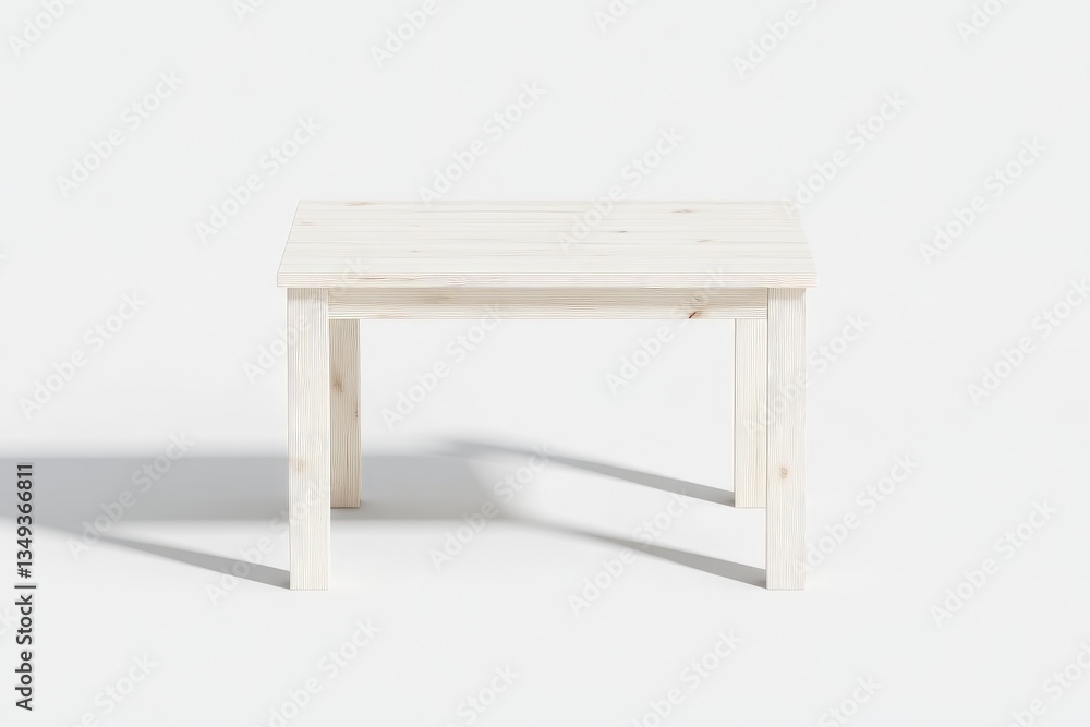 Simple, light-colored wooden dining table. Features a clean, rectangular design with a smooth, flat surface and sturdy legs Simple, light-colored wooden dining table. Features a clean, rectangular design with a smooth, flat surface and sturdy legs