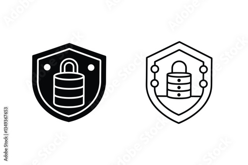 Data Security Shield Cybersecurity, Protection, Privacy, Database, Lock, Icons, Safety, Network, Def
