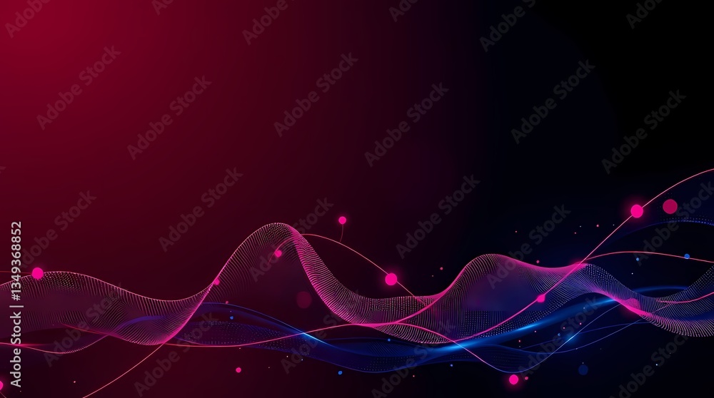 Digital Waveform: A dynamic visual representation of digital data flows across a gradient backdrop, using flowing lines and dots