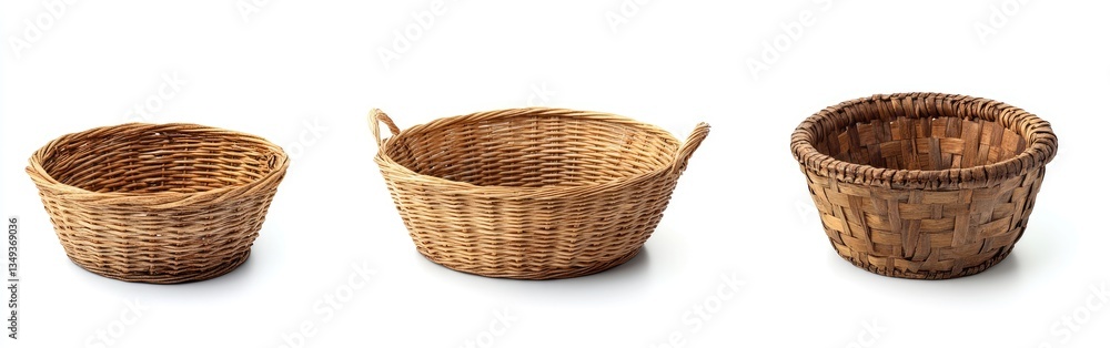 Three Empty Wicker Baskets Three Empty Wicker Baskets