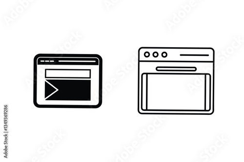 Webpage Design Responsive Layout, Browser Window, Interface Icons