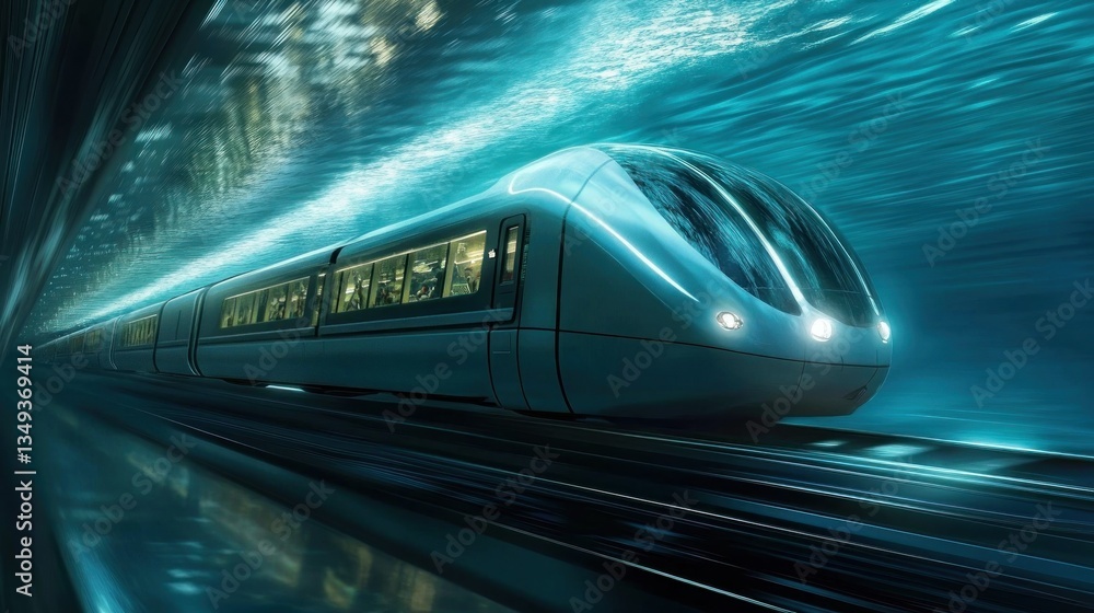Naklejka premium Futuristic Underwater Train: A Vision of Submerged Transportation