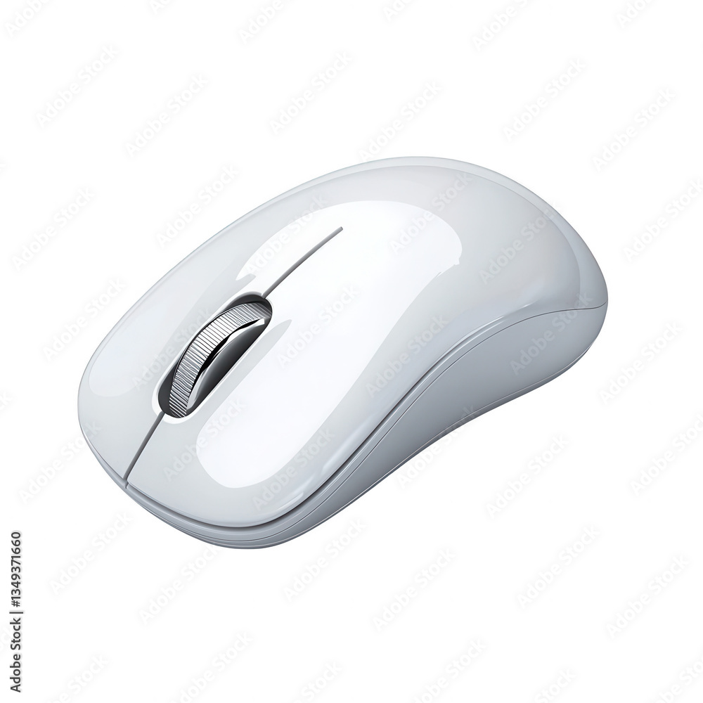 Sleek white computer mouse on a white isolated background. Sleek white computer mouse on a white isolated background.