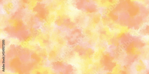 Warm yellow watercolor background with soft orange texture. Golden sunset watercolor splash with soft dreamy hues. watercolor hand painted background.