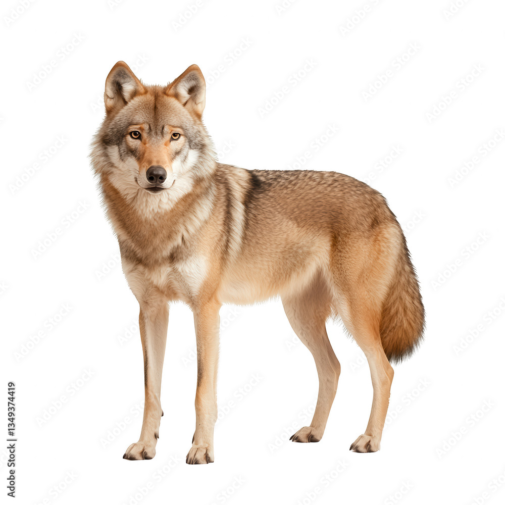 Wolf standing proudly against a white isolated background. Wolf standing proudly against a white isolated background.