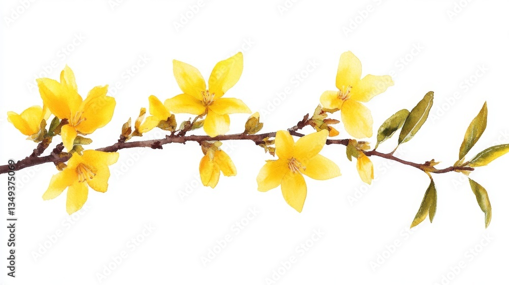 Yellow Forsythia Branch Isolated - A delicate branch of yellow forsythia flowers isolated on a white background. Perfect for spring themes Yellow Forsythia Branch Isolated - A delicate branch of yellow forsythia flowers isolated on a white background. Perfect for spring themes