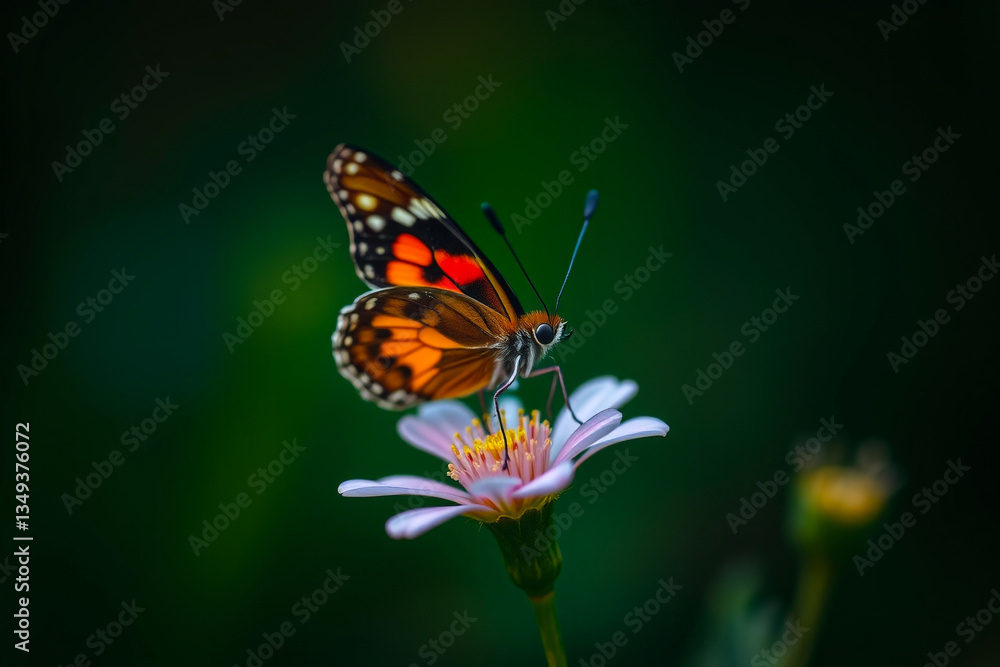 Delicate Butterfly Gracefully Resting on a Vibrant Flower, Showcasing Intricate Wing Patterns, Soft Colors, and the Beauty of Nature in a Serene Setting Delicate Butterfly Gracefully Resting on a Vibrant Flower, Showcasing Intricate Wing Patterns, Soft Colors, and the Beauty of Nature in a Serene Setting