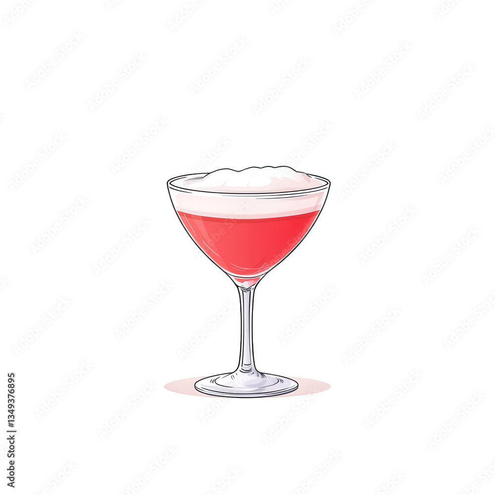 Cocktail in a glass with a frothy top, white isolated background. Cocktail in a glass with a frothy top, white isolated background.