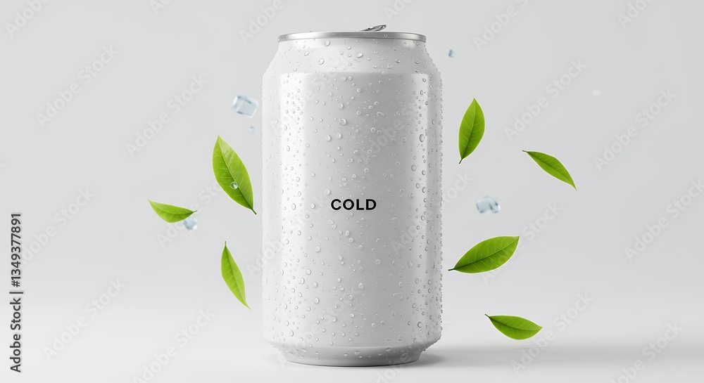 custom made wallpaper toronto digitalRefreshing cold drink can with water droplets surrounded by green leaves