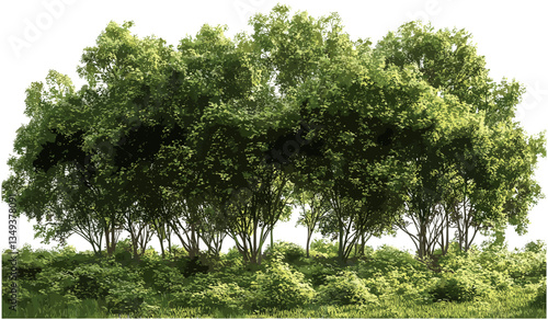 Realistic forest trees, landscape vector, growth in nature, green woods, outdoor scenery, environmental design, trees in nature, natural forests, wilderness vector, ecosystem